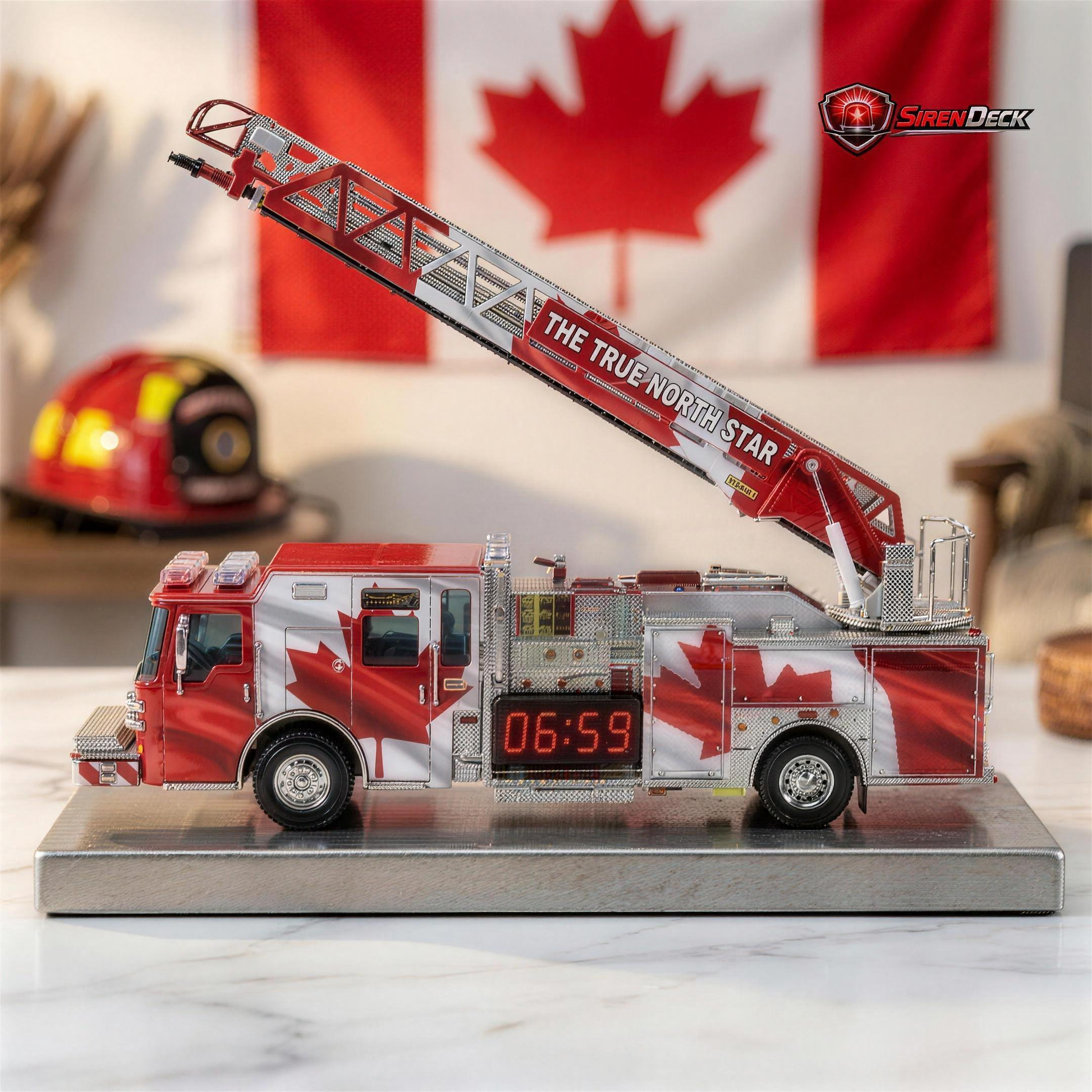 The True North Star Canadian fire truck alarm clock hero