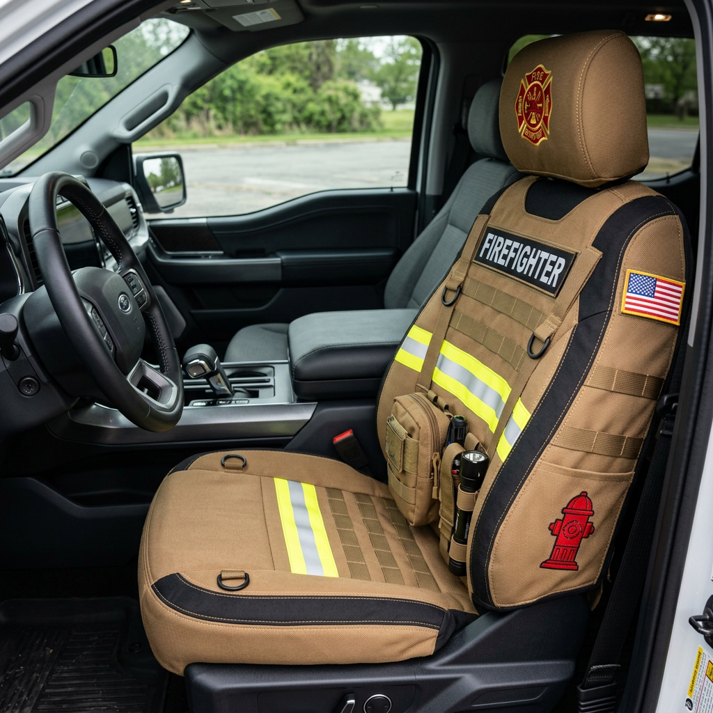 Firefighter tactical car seat cover - front seat